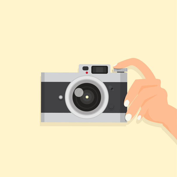 Hand holds action camera - Vector, Image