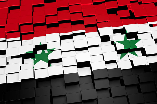 Fond du drapeau syrien formé de carreaux de mosaïque numérique, rendu 3D
 - Photo, image