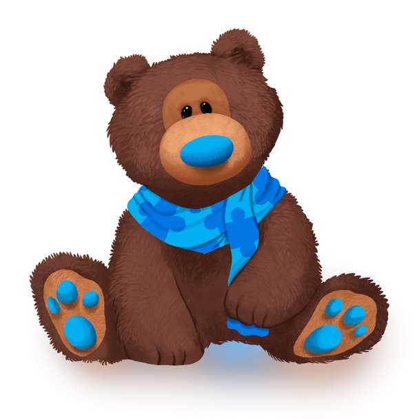 ładny niebieski niedźwiedź, kreskówka - Zdjęcie, obraz