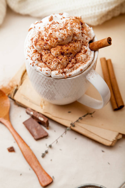 Cup of cocoa with whipped cream - Valokuva, kuva