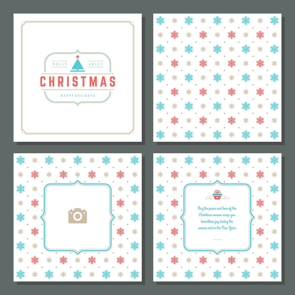 Christmas greeting card vector design and pattern background - Вектор,изображение