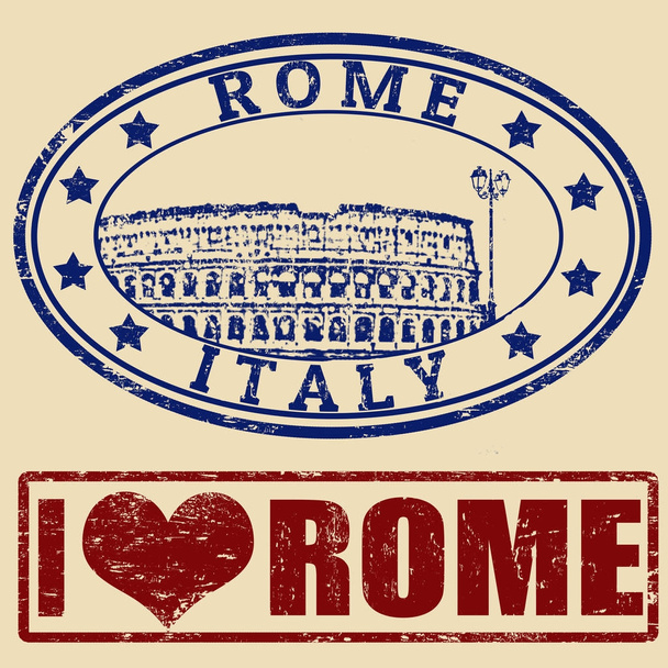 Rome stamps set - Vector, Image
