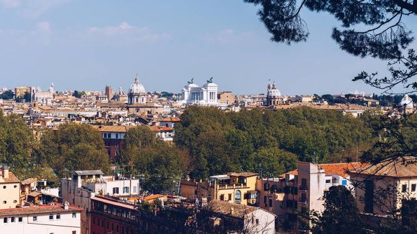 Skyline of Rome, Italy. Panoramic view of Rome architecture and  - Fotó, kép