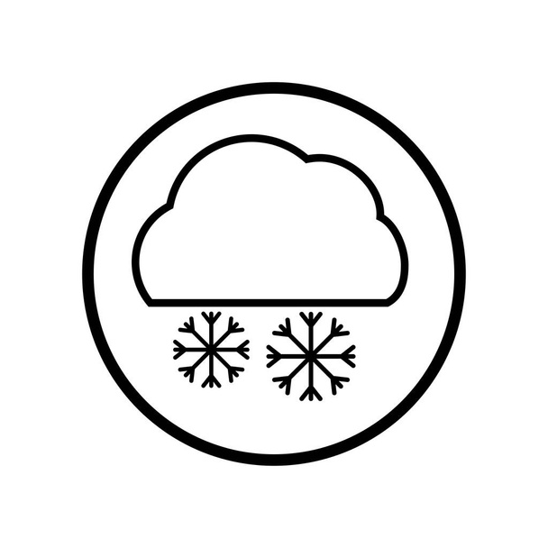 Vector of Cloud and snowflake icon in Circle line - vector iconi - Vector, Image