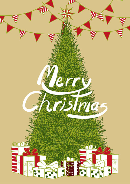 Дизайн плакату на Різдво в простому стилі з текстом
 - Вектор, зображення