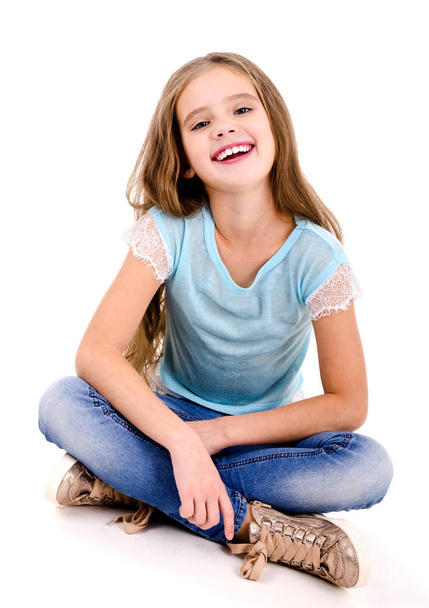 Portrait of adorable smiling happy little girl child isolated  - Фото, зображення