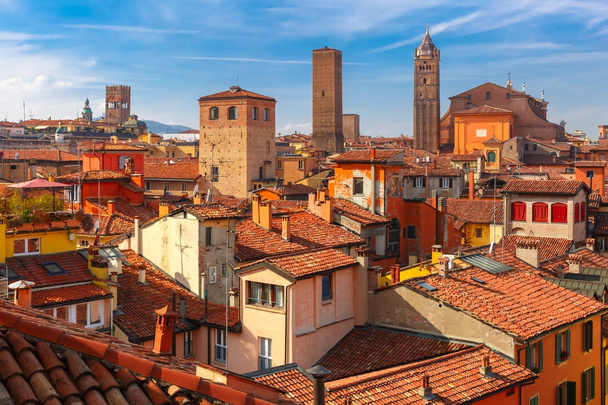 Aerial view of towers and roofs in Bologna, Italy - Foto, afbeelding