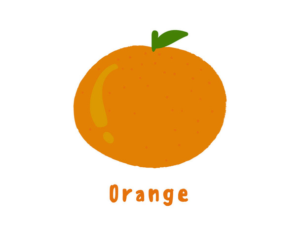 Orange. Fruchtsymbol. Illustration. Kinderstil. Lustig. Clip Art. - Vektor, Bild