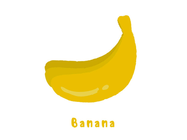 Banana. Fruit icon. Illustration. Child style. Funny. Clip art. - Vetor, Imagem