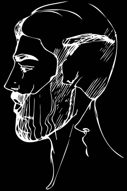 esboço para um retrato de um homem com barba
 - Vetor, Imagem