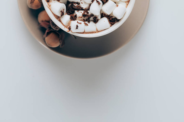 cacao with marshmallows and walnuts - Foto, Imagen