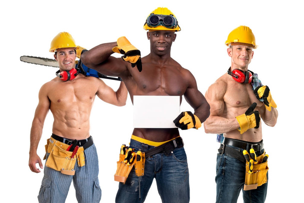 Erős építőmunkások - Fotó, kép