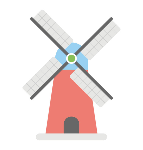  Traditional Dutch Windmill Vector Icon - Вектор, зображення