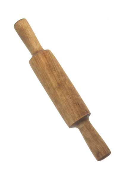 Rolo de madeira, isolado sobre fundo branco
 - Foto, Imagem