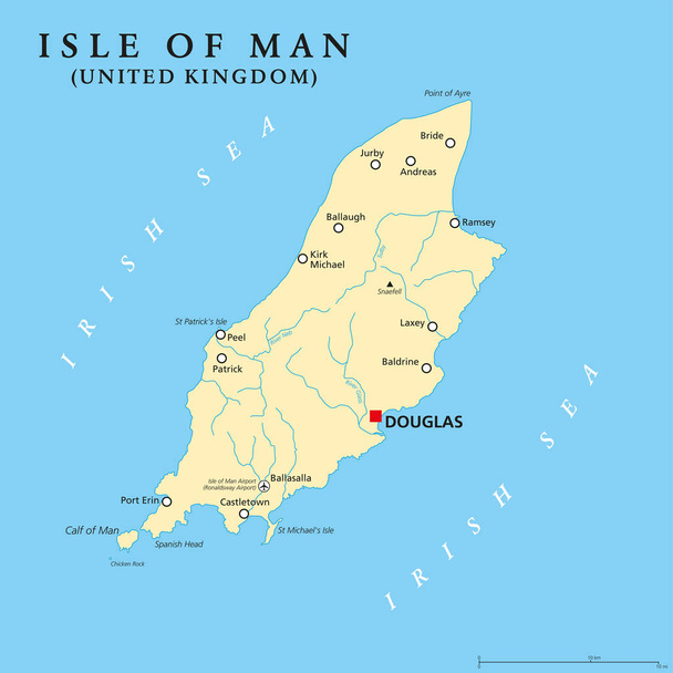 Политическая карта острова Мэн
 - Вектор,изображение