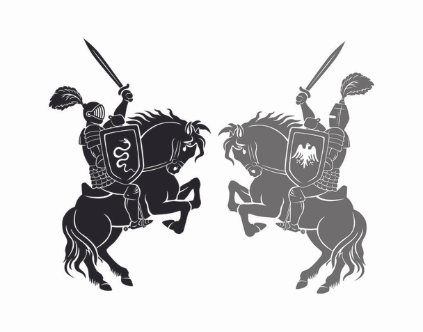 historyczne wojowników na koniu - Wektor, obraz
