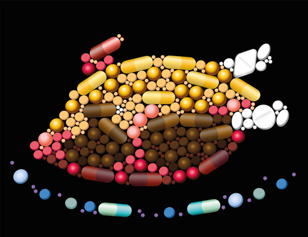 Roast Chicken Pills Antibiotics - Vector, Image