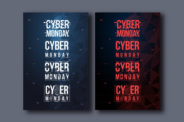 Cyber monday background with futuristic user interface. Sale concept with HUD elements. - Vector, Image