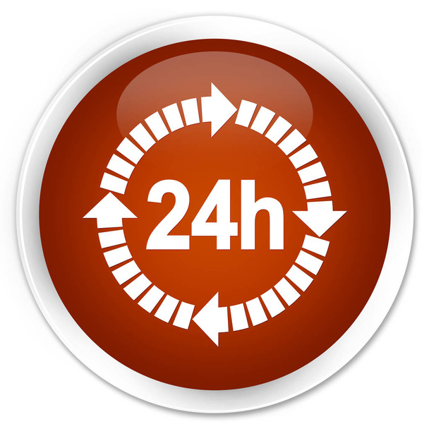 24 hours delivery icon premium brown round button - Photo, Image