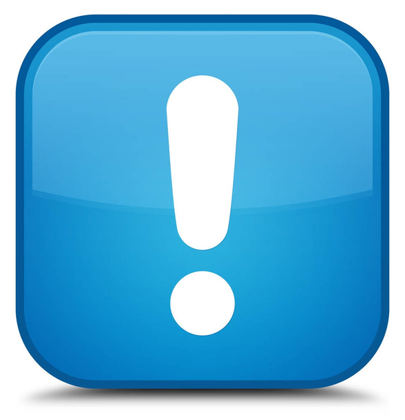 Ünlem işareti simgesi özel camgöbeği mavi kare düğme - Fotoğraf, Görsel