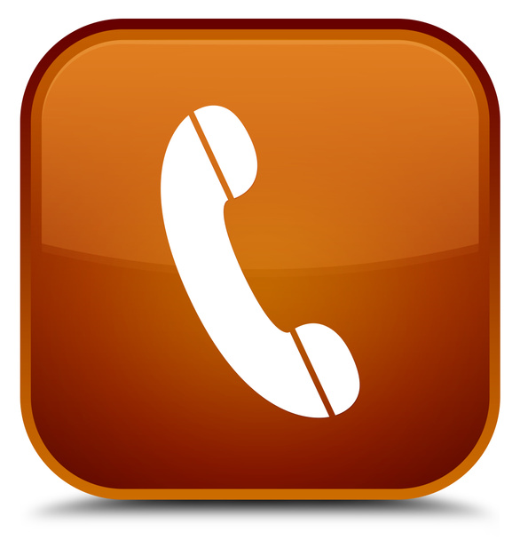 Telefoon pictogram speciale bruin vierkante knop - Foto, afbeelding