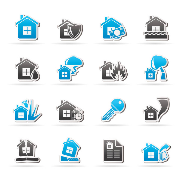 Home risk and insurance icons - Vector, Image