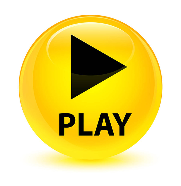 Jugar botón redondo amarillo vidrioso
 - Foto, imagen