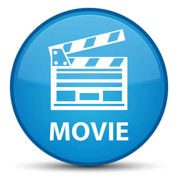 Película (icono del clip de cine) botón redondo azul cian especial
 - Foto, imagen
