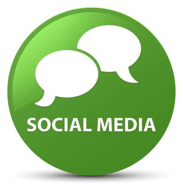 Sociale media (chat zeepbel pictogram) zachte groene ronde knop - Foto, afbeelding