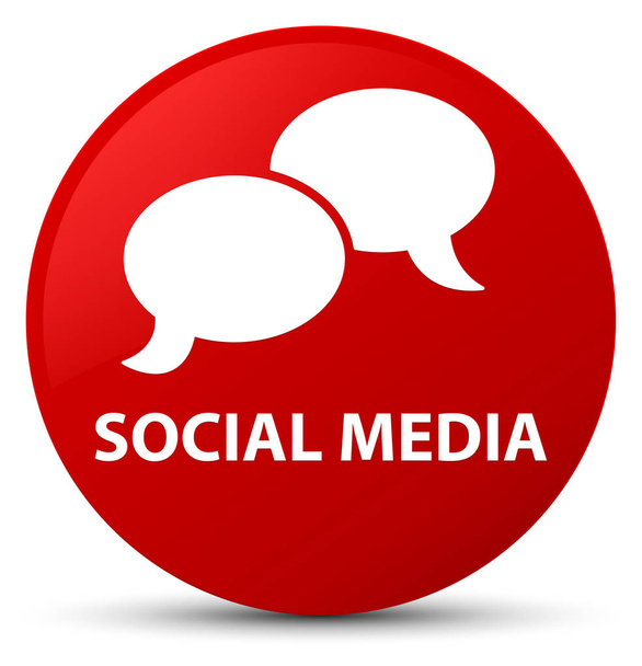 Sosyal Medya (sohbet balonu simgesinin) kırmızı düğme round - Fotoğraf, Görsel