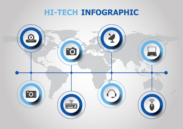 Infographic design with hi-tech icons - Vector, Image