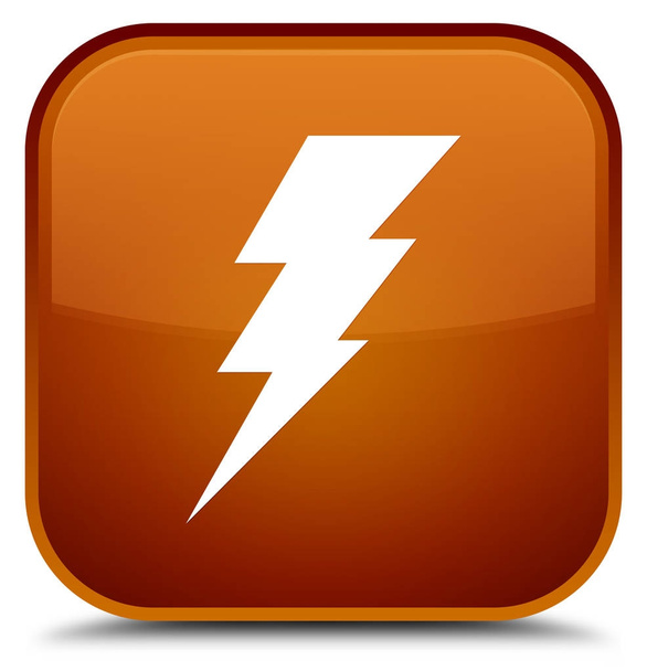 Electricity icon special brown square button - Fotó, kép