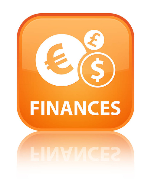 Finances (signe euro) bouton carré orange spécial
 - Photo, image