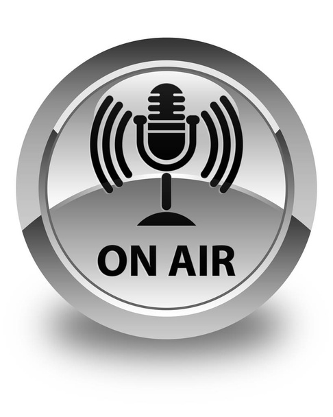 On air (mic icon) glossy white round button - Photo, Image