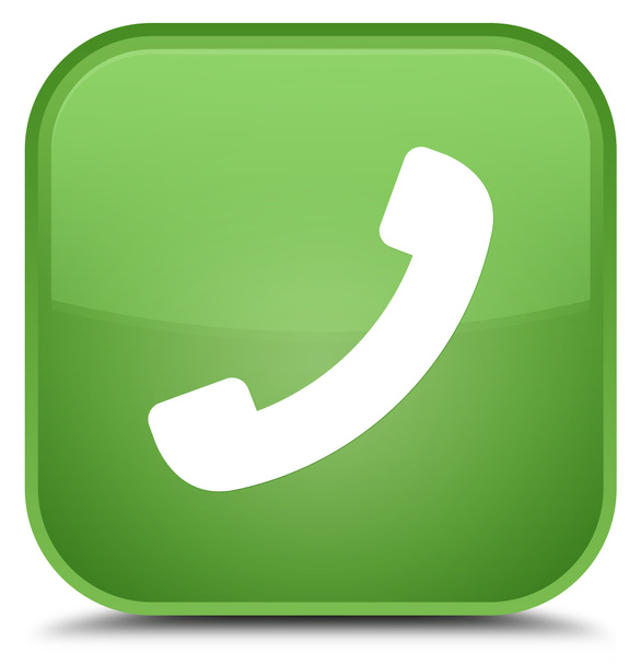 Telefon ikon külön puha zöld négyzet gomb - Fotó, kép