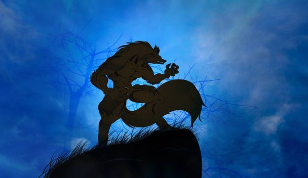 Werwolf heult bei Vollmond - Foto, Bild