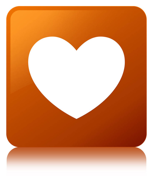 Corazón icono marrón botón cuadrado
 - Foto, Imagen