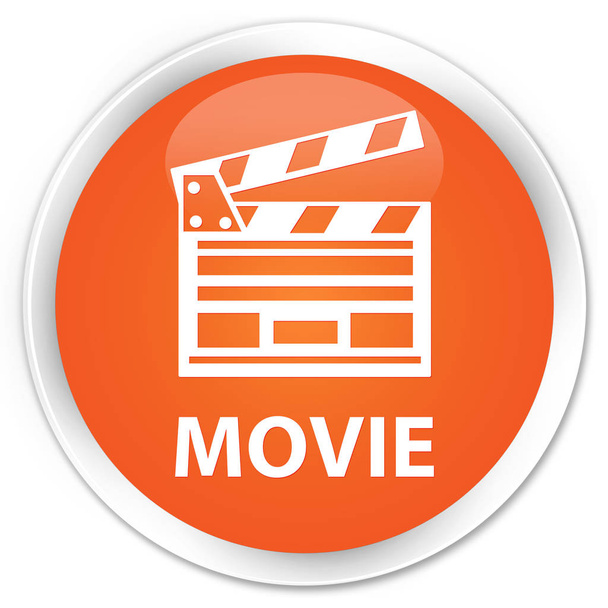 Film (Kinoclip-Symbol) Premium orangefarbener runder Knopf - Foto, Bild