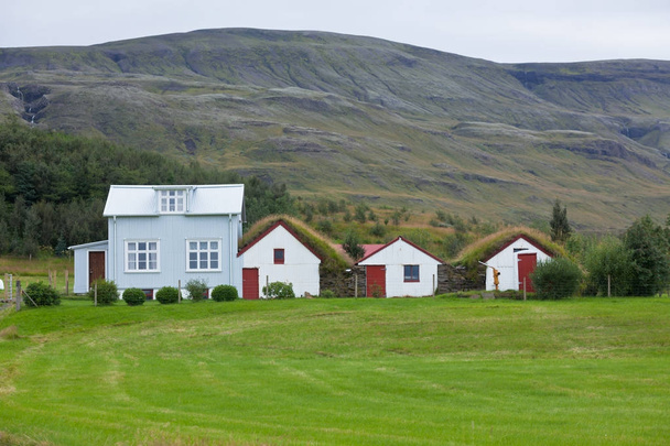 Weiße isländische Häuser - Foto, Bild