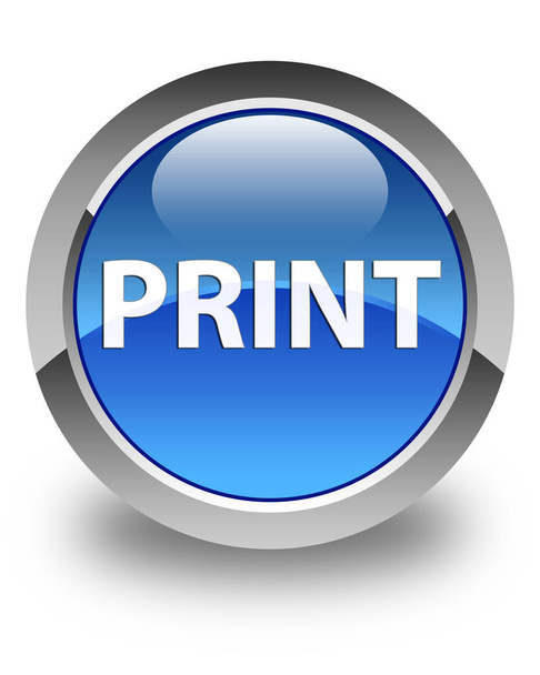 Print glossy blue round button - Photo, image