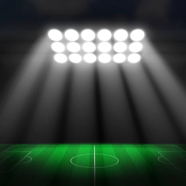 Soccer stadium, soccer ball on green stadium - Photo, Image