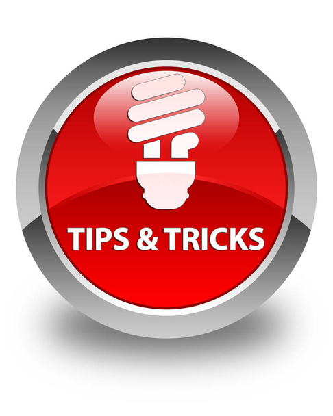 Συμβουλές και κόλπα (εικονίδιο λάμπας) γυαλιστερό κόκκινο στρογγυλό κουμπί - Φωτογραφία, εικόνα