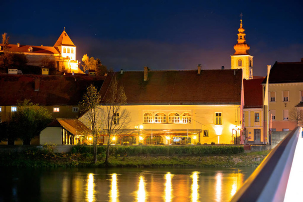Altstadt von Ptuj am Abend Flussufer Blick - Foto, Bild
