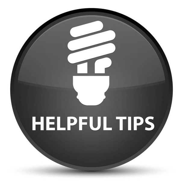 Χρήσιμες συμβουλές (εικονίδιο λάμπας) ειδικό μαύρο στρογγυλό κουμπί - Φωτογραφία, εικόνα