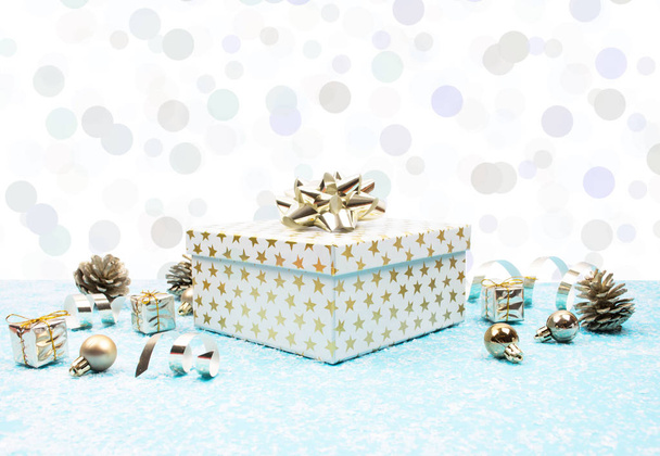 Christmas background with gift boxes. - Foto, Imagen