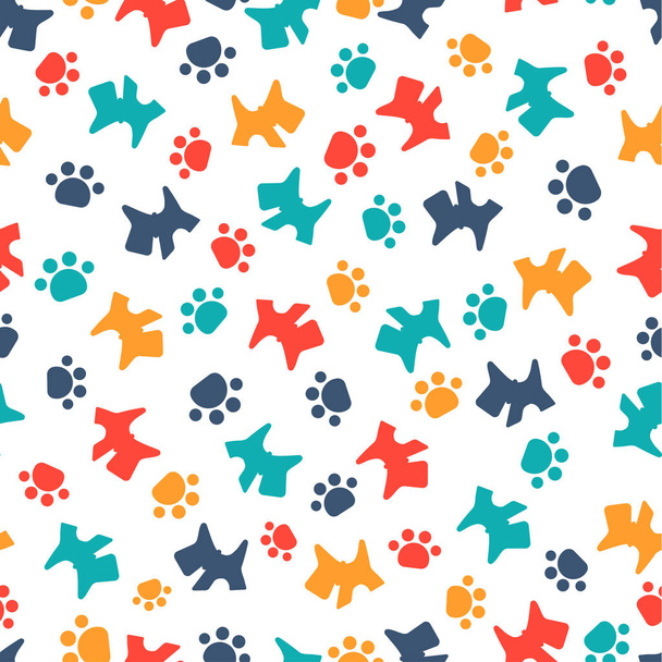 pattern with cartoon dog and paws - Διάνυσμα, εικόνα