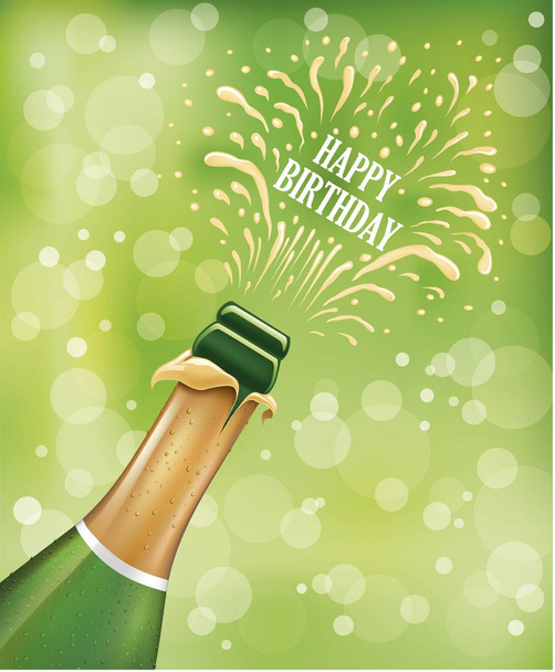 Láhev šampaňského objevovat výbuchu na oslavu narozenin - Vektor, obrázek