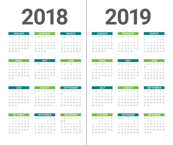 Year 2018 2019 calendar vector - Vector, Image