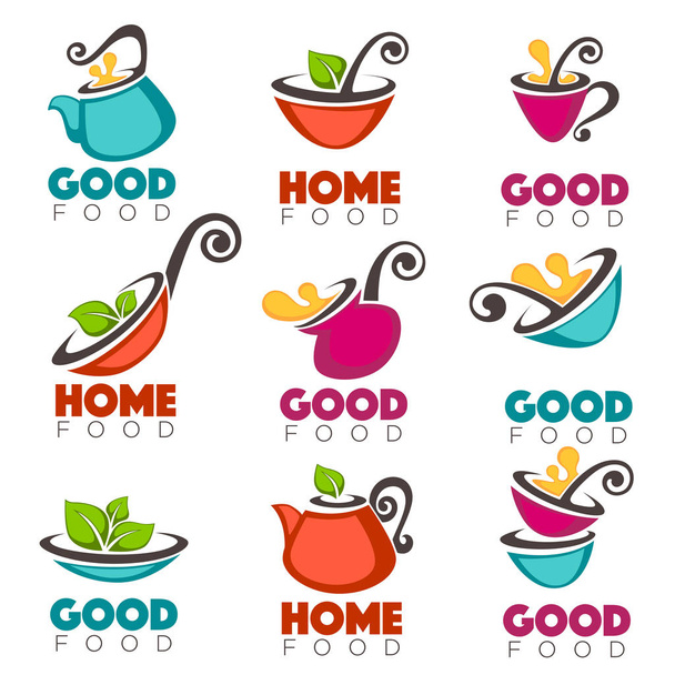 良い家庭料理、ロゴ、エンブレム、v の記号のベクトル コレクション - ベクター画像