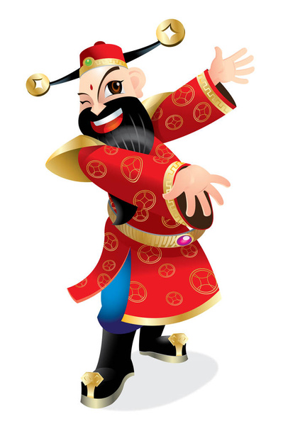 A Chinese wealth god with open arms. - Vector, Imagen